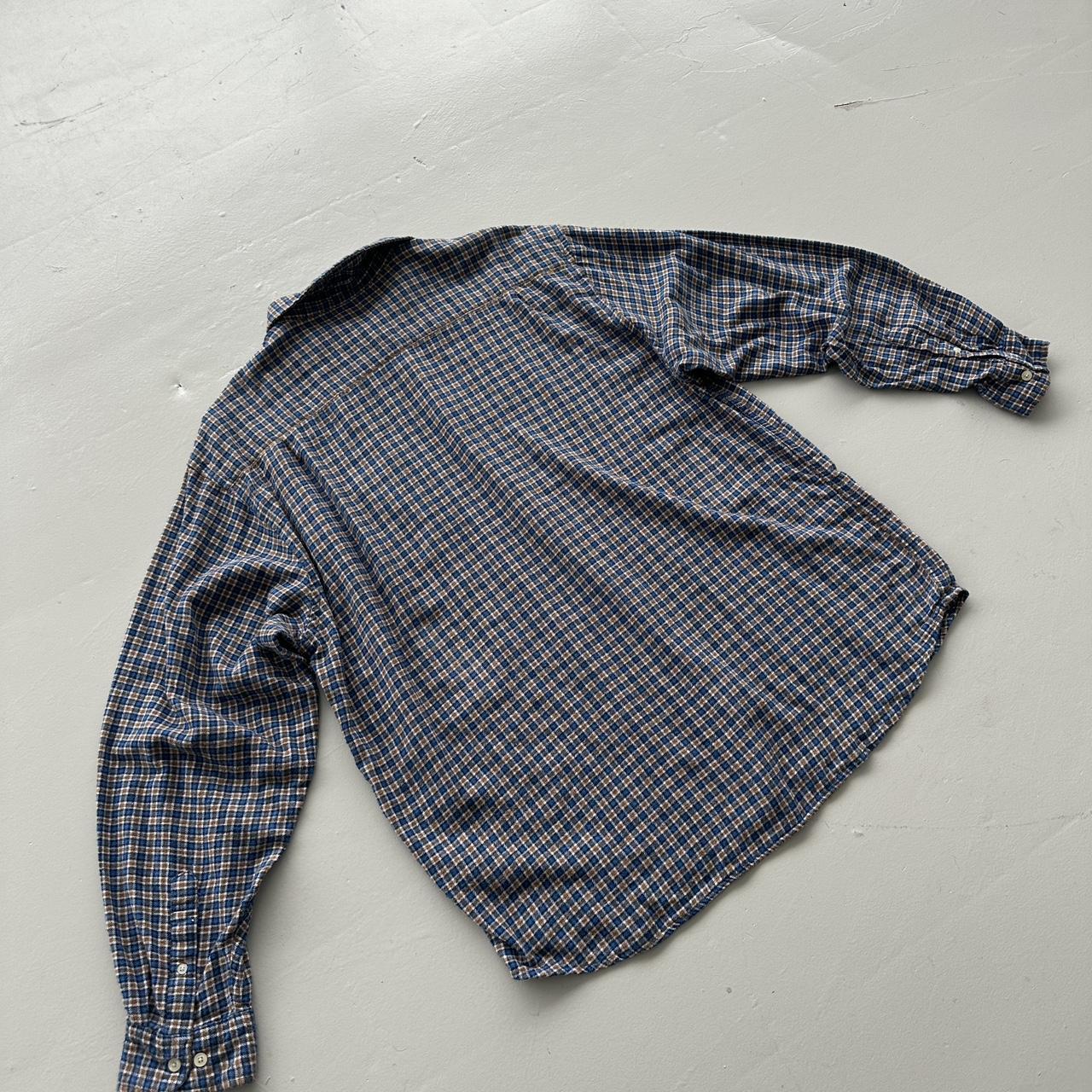 Blue Brown Checkered Basic Editions 90s Vintage Long sleeve - XL