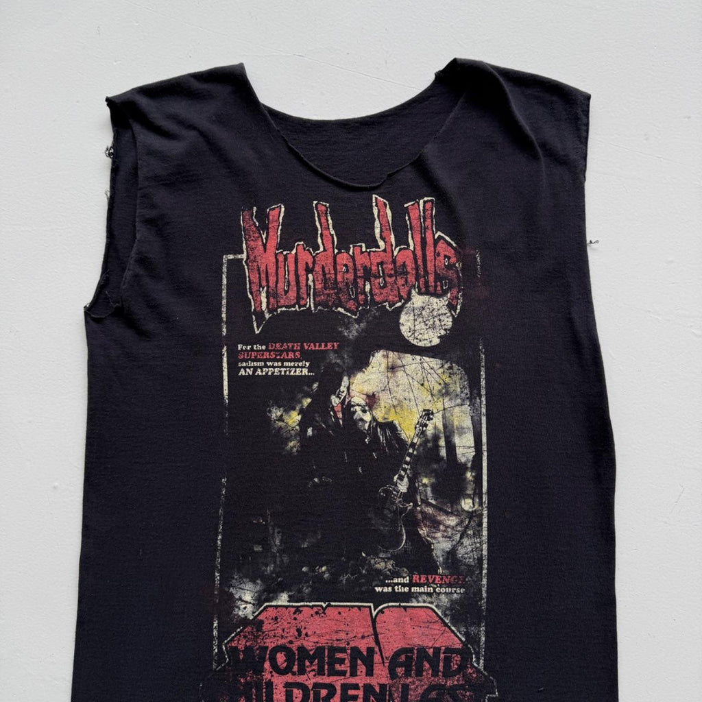 Black Murder Dolls 00s Vintage Graphic Hand Cut Vest T-Shirt - XS