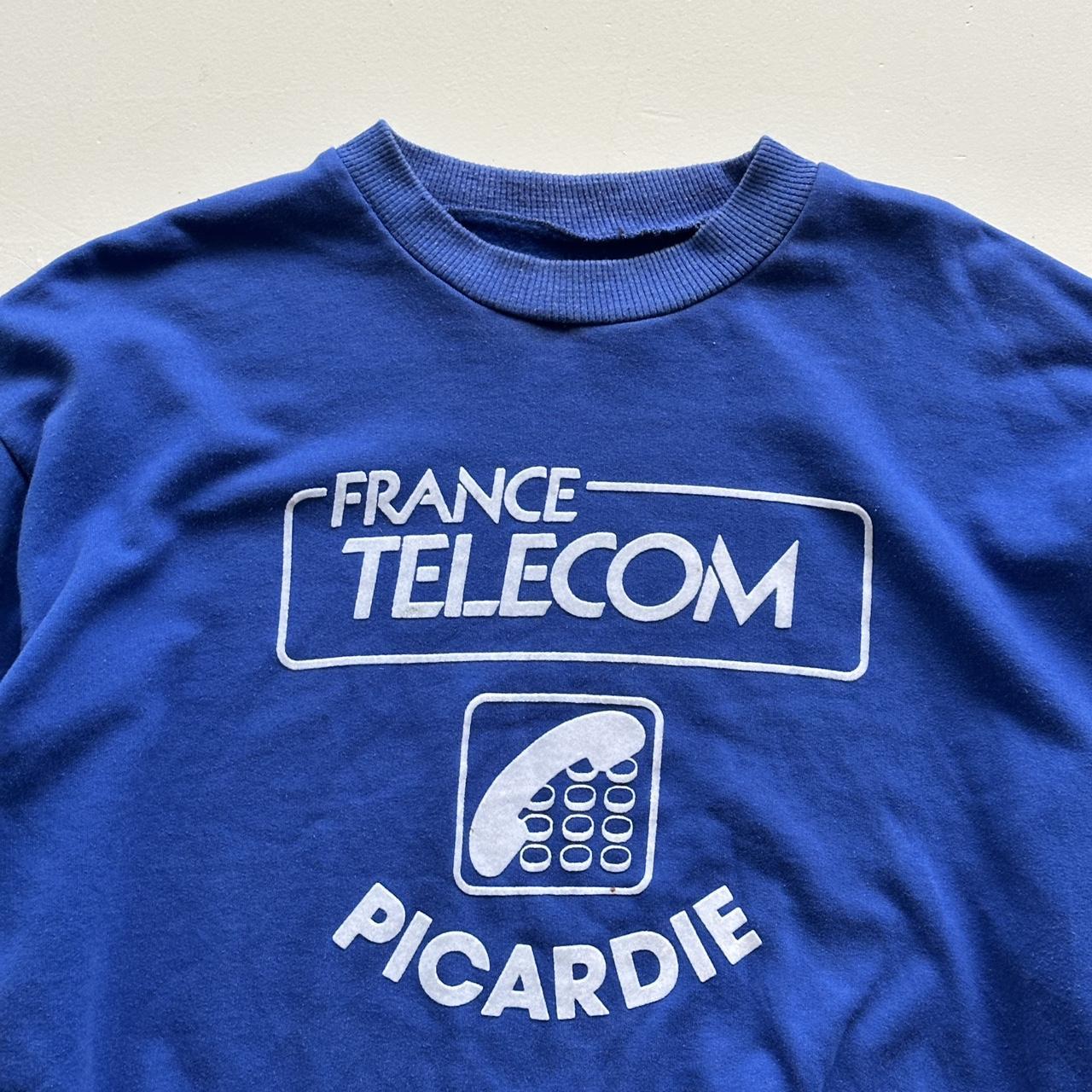 Blue France Telecom Vintage Graphic Sweatshirt - Medium Oversized