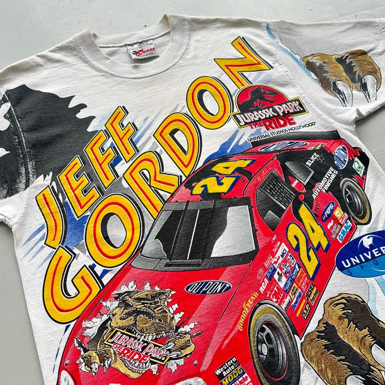 White Jeff Gordon 1997 Jurassic Park Nascar Vintage 90's T-shirt - Medium