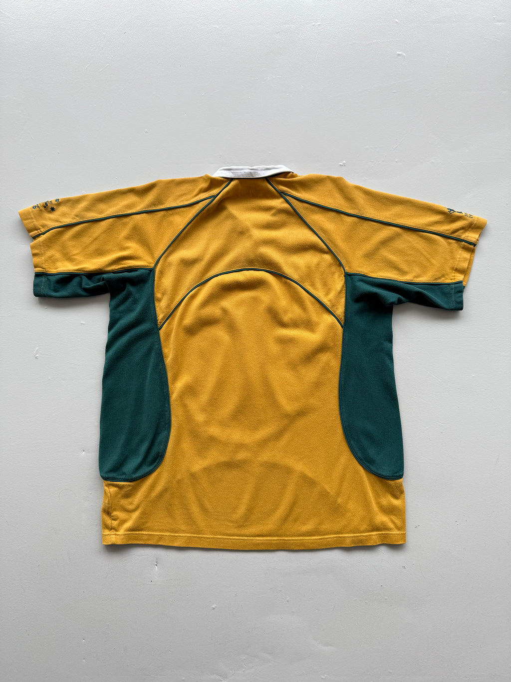 Yellow Australia 00's Vintage Wallabies Rugby Polo Jersey - XL