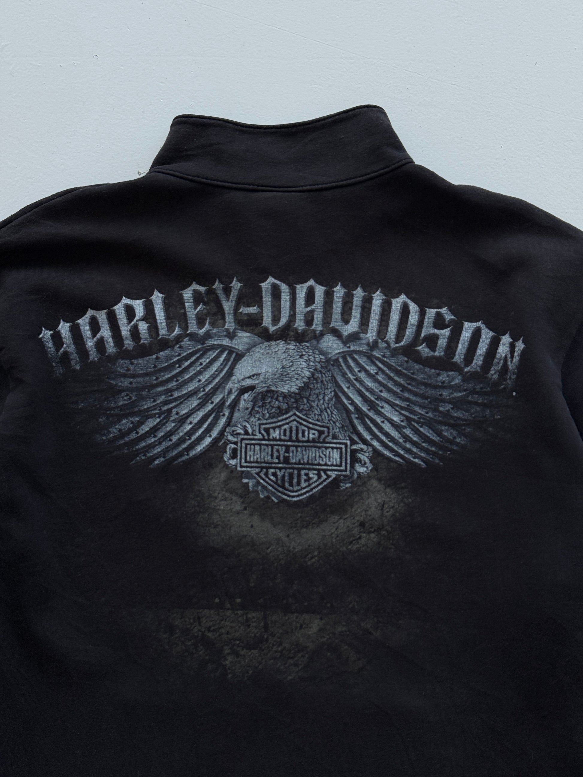 Harley Davidson Eagle Graphic Vintage Full Zip Sweatshirt - Large