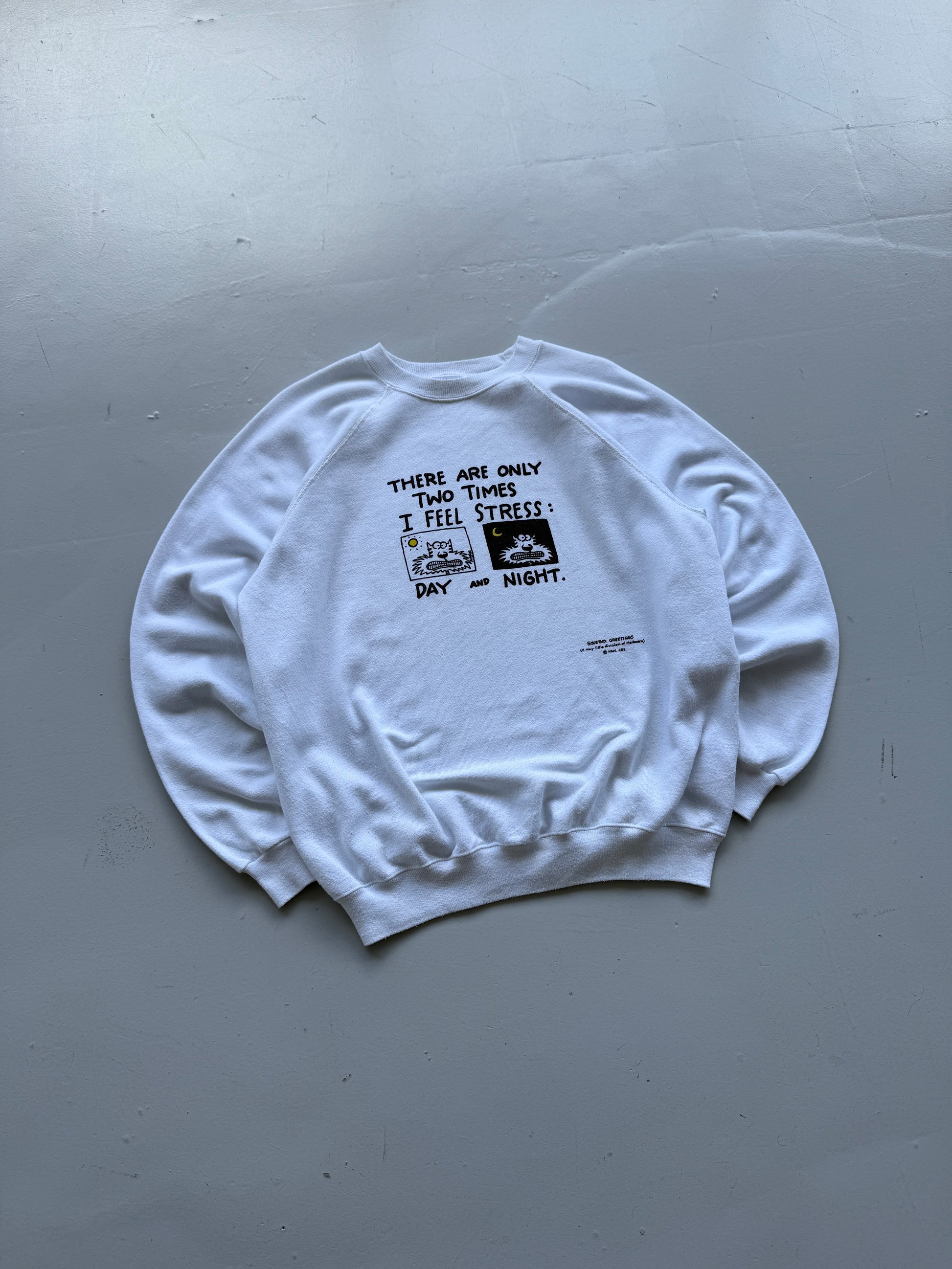 White 00's Vintage Funny Slogan Graphic Sweatshirt Jumper - Large