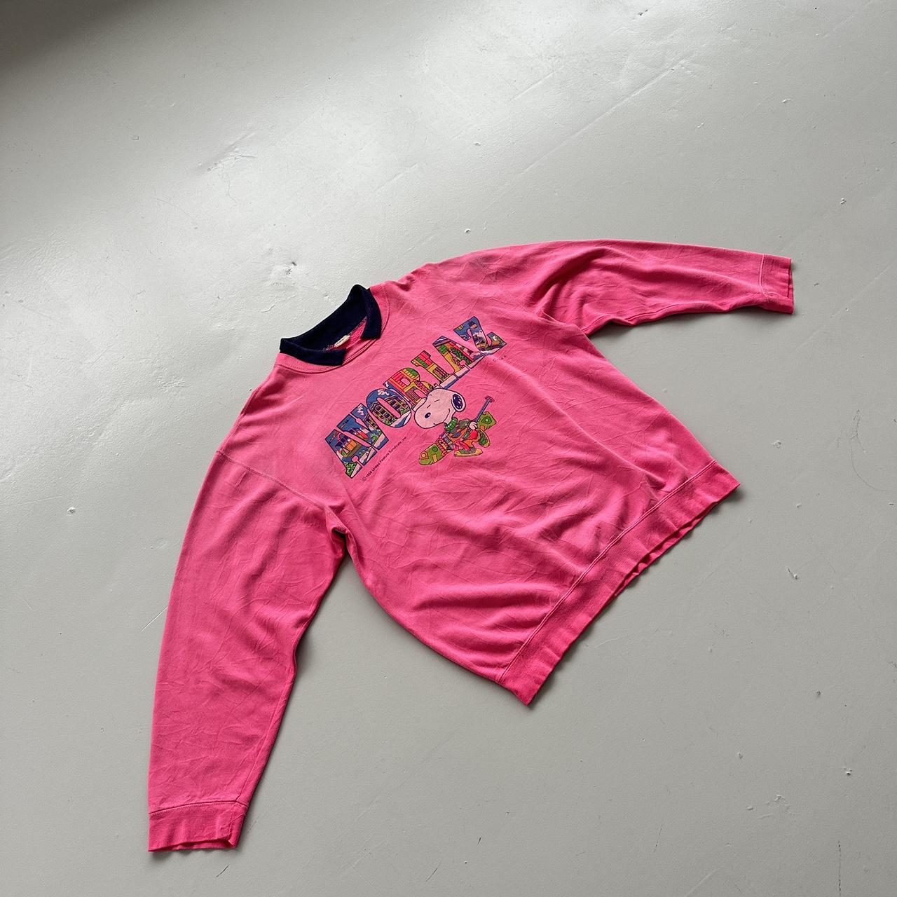Pink Snoopy Peanuts Avoriaz Ski Vintage Graphic Sweatshirt - XL