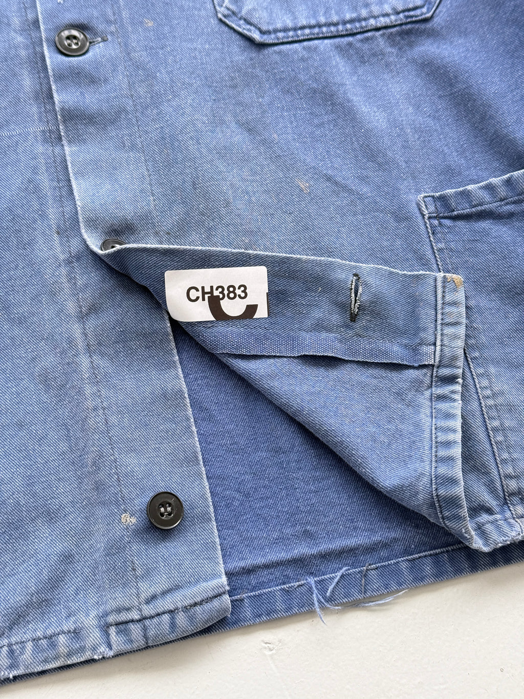 Faded Blue French 60s/70s Vintage Workwear Chore Jacket CH383 - Small