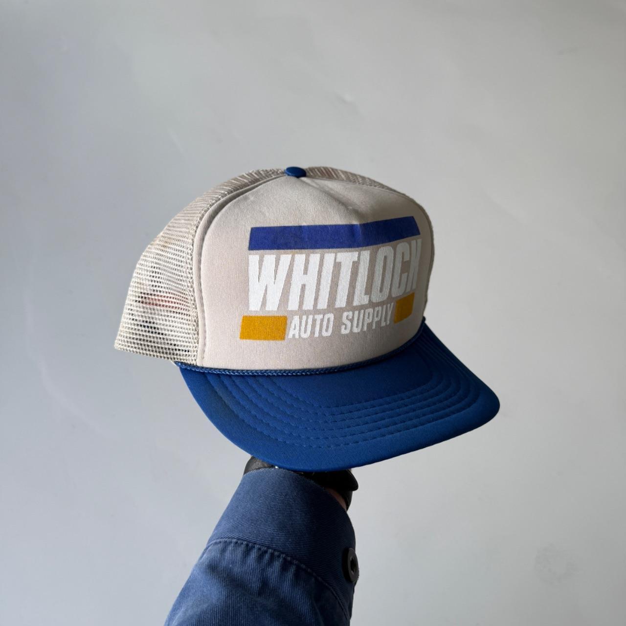 Grey and Blue Whitlock Auto Supply Vintage Foam and Mesh SnapBack Trucker Cap