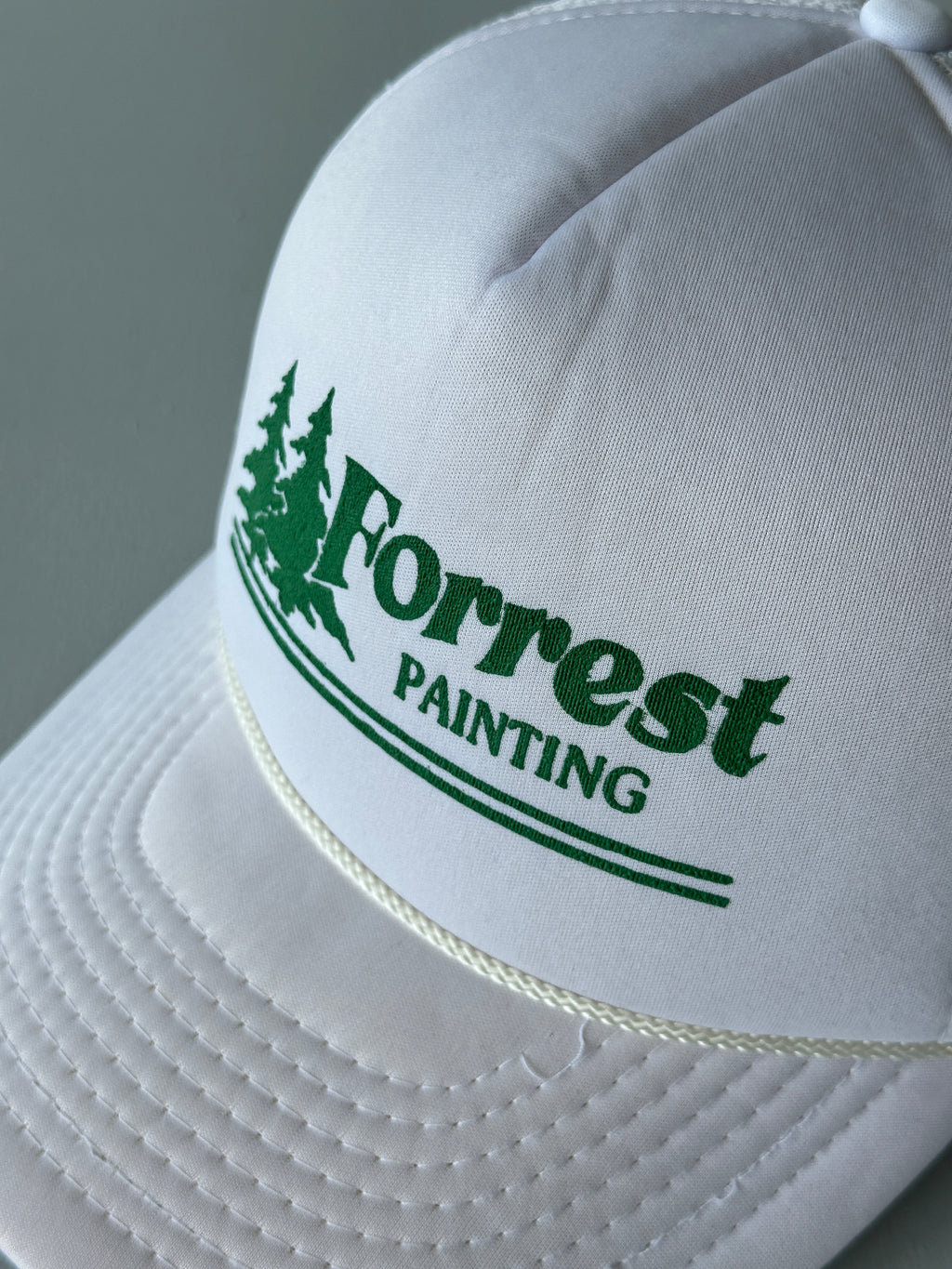 White Forrest Painting 90's Vintage Foam and Mesh SnapBack Trucker Cap