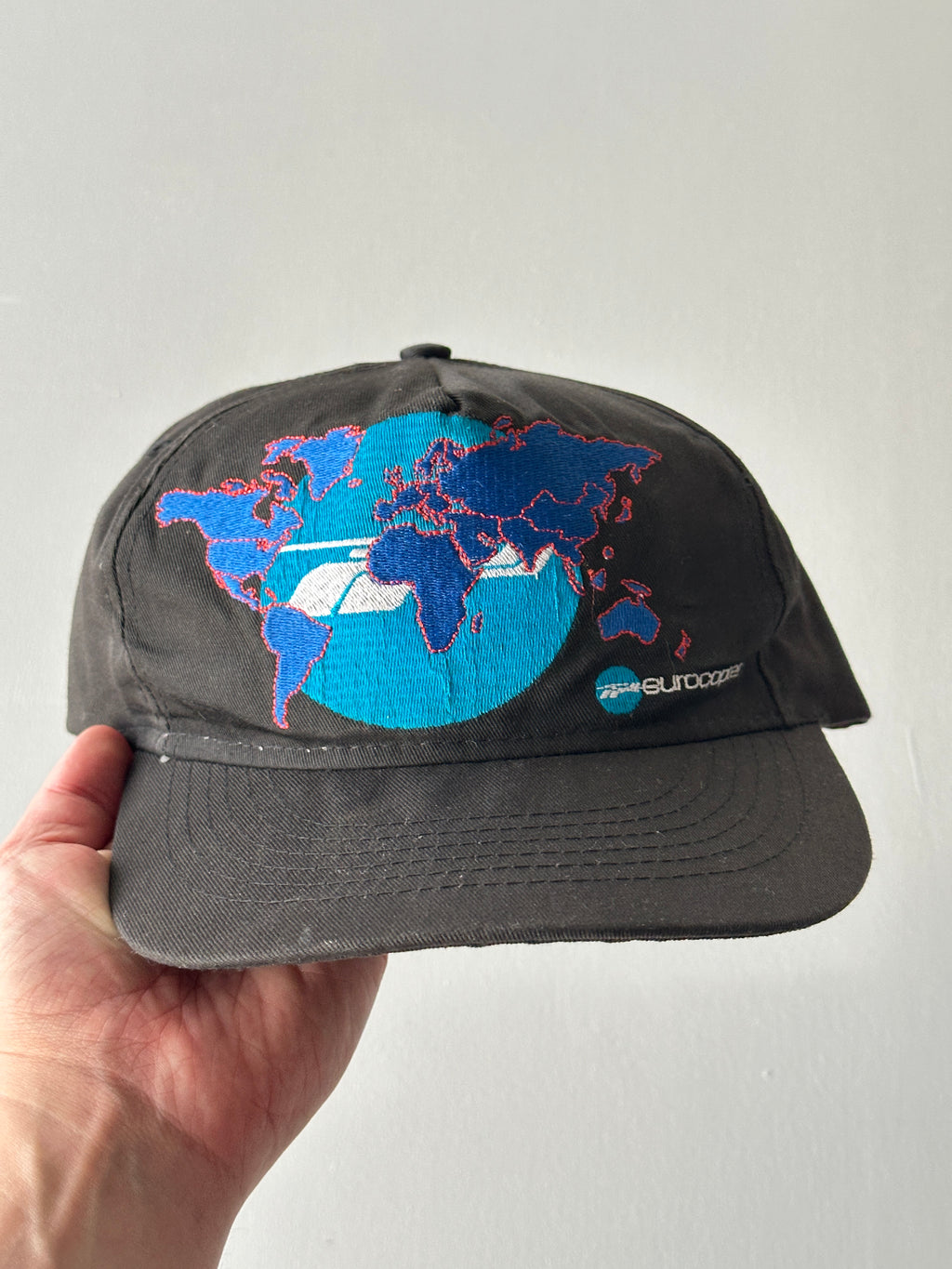 Black Eurocopter Helicopter 90's Vintage SnapBack Trucker Cap
