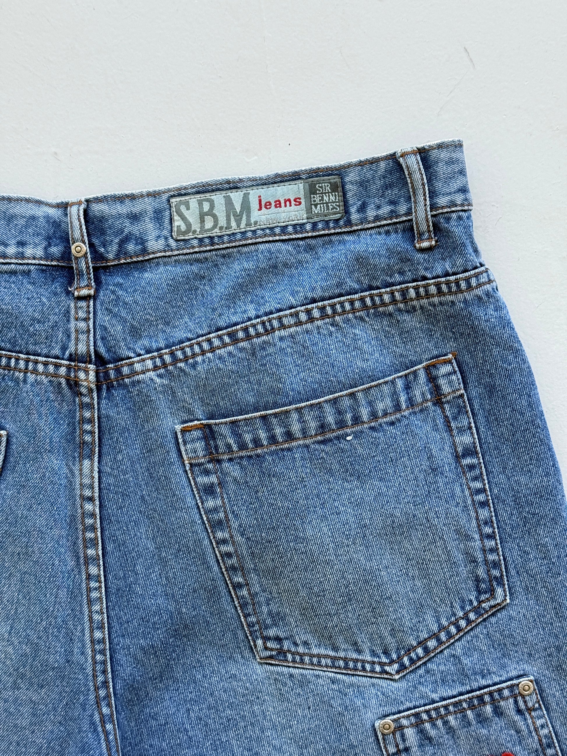 Blue Sir Benni Miles 90's Vintage Baggy Hip Hop Denim Shorts - W40 x L12.5