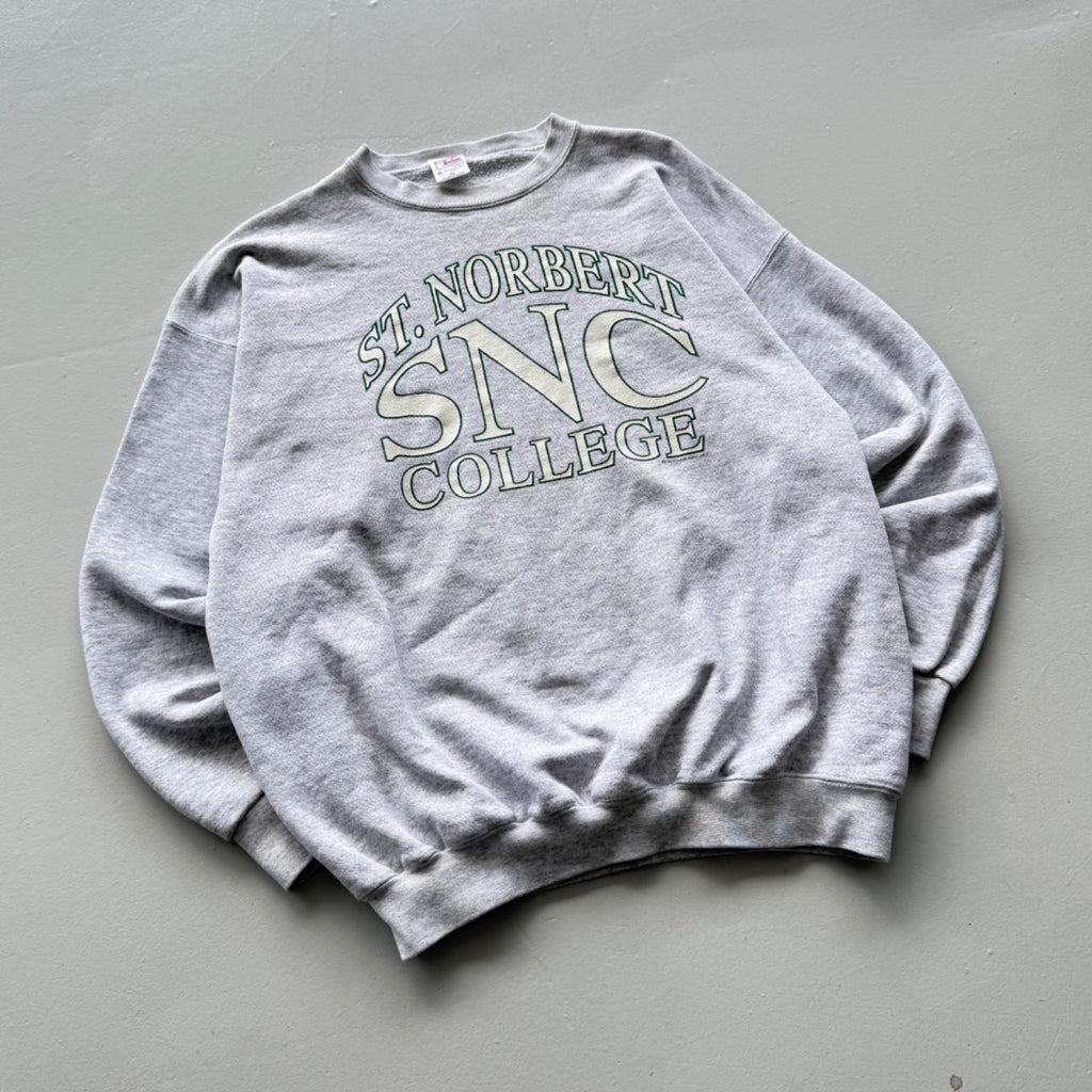 Grey St. Norbert 90’s Vintage Collage Graphic Sweatshirt - XL