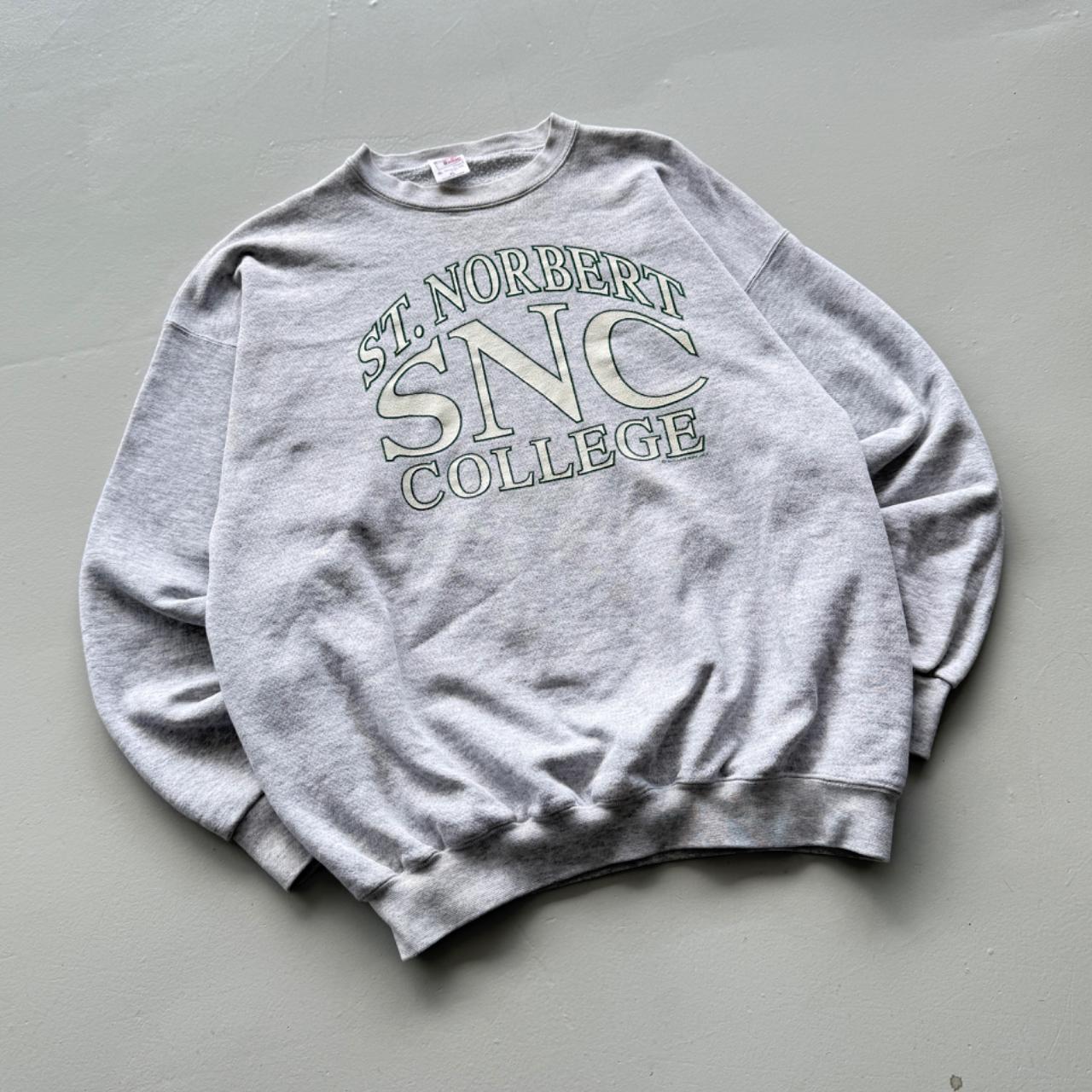 Grey St. Norbert 90’s Vintage Collage Graphic Sweatshirt - XL
