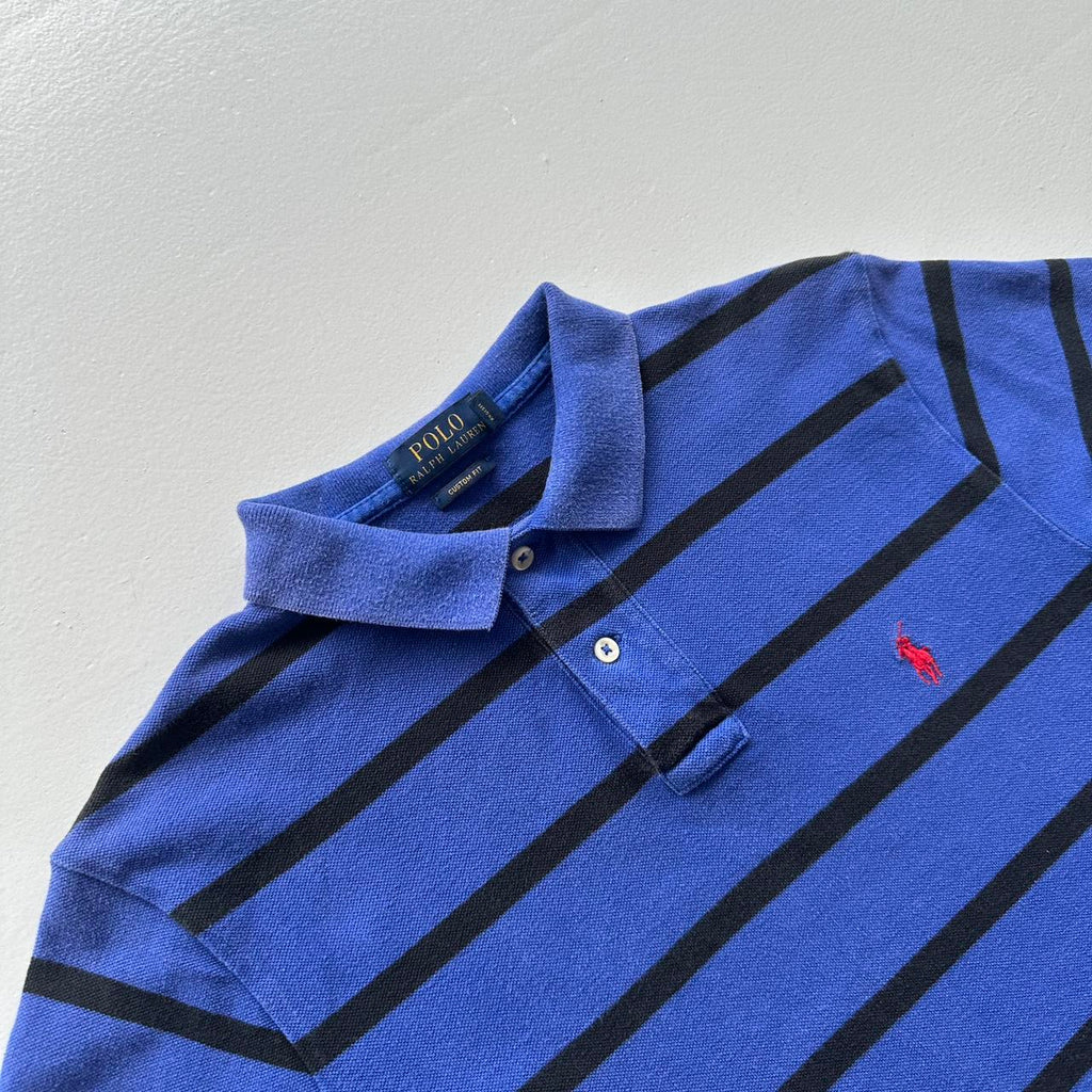 Blue / Black Polo Ralph Lauren Vintage Polo Shirt - Medium