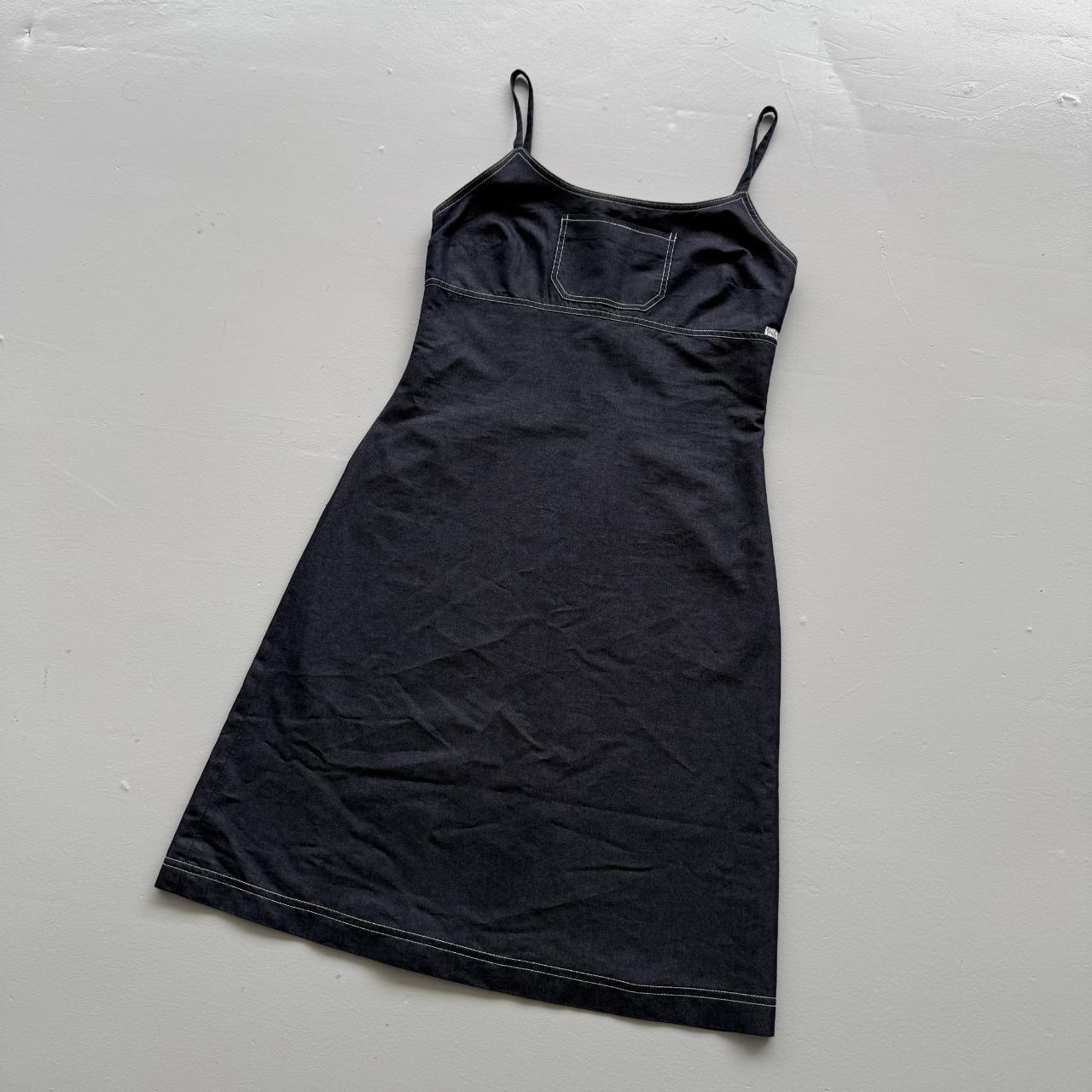 Women's Black / Dark Navy Denim Spaghetti Strap Mini Dress - Size 8