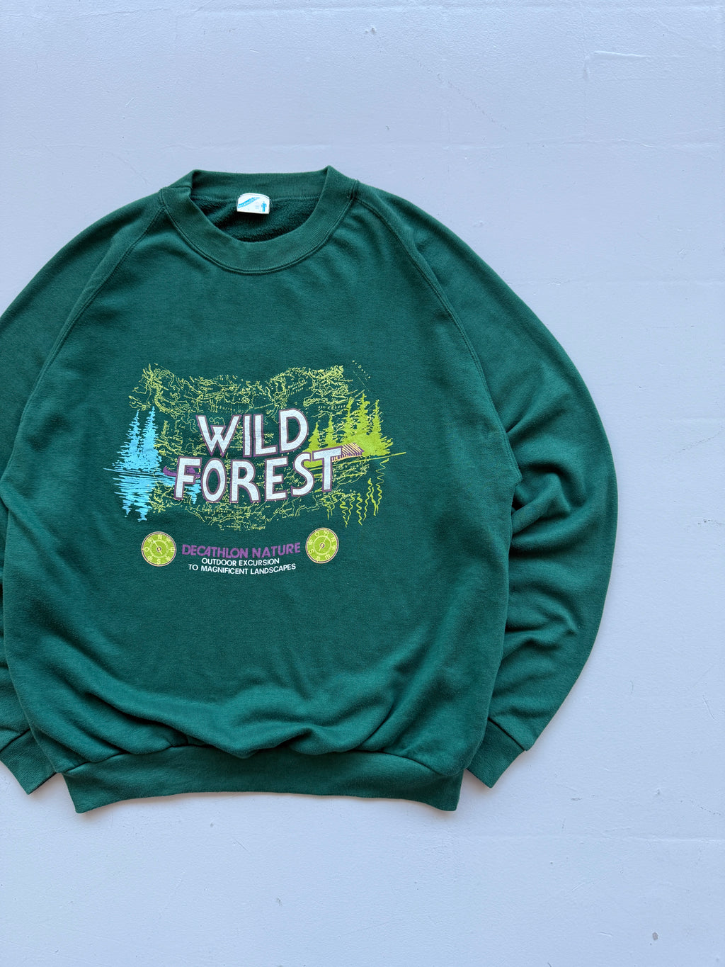 Green Decathlon 90's Vintage Graphic Sweatshirt Jumper - Large