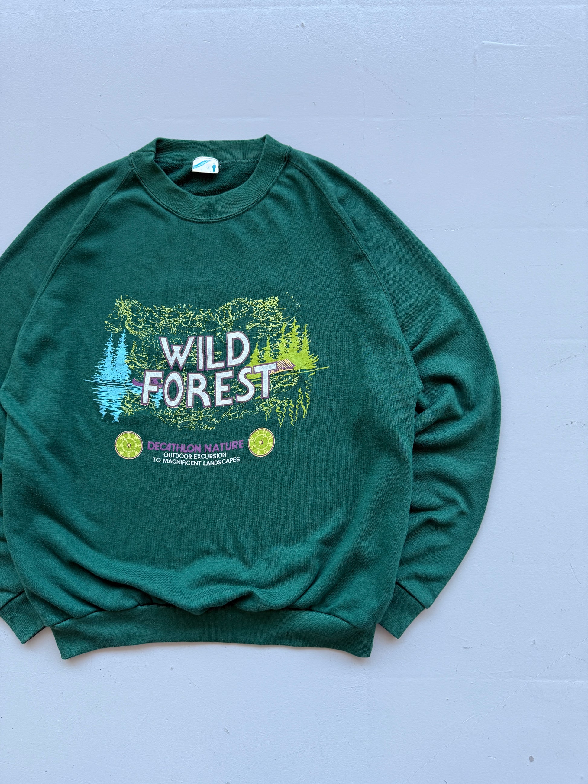 Green Decathlon 90's Vintage Graphic Sweatshirt Jumper - Large