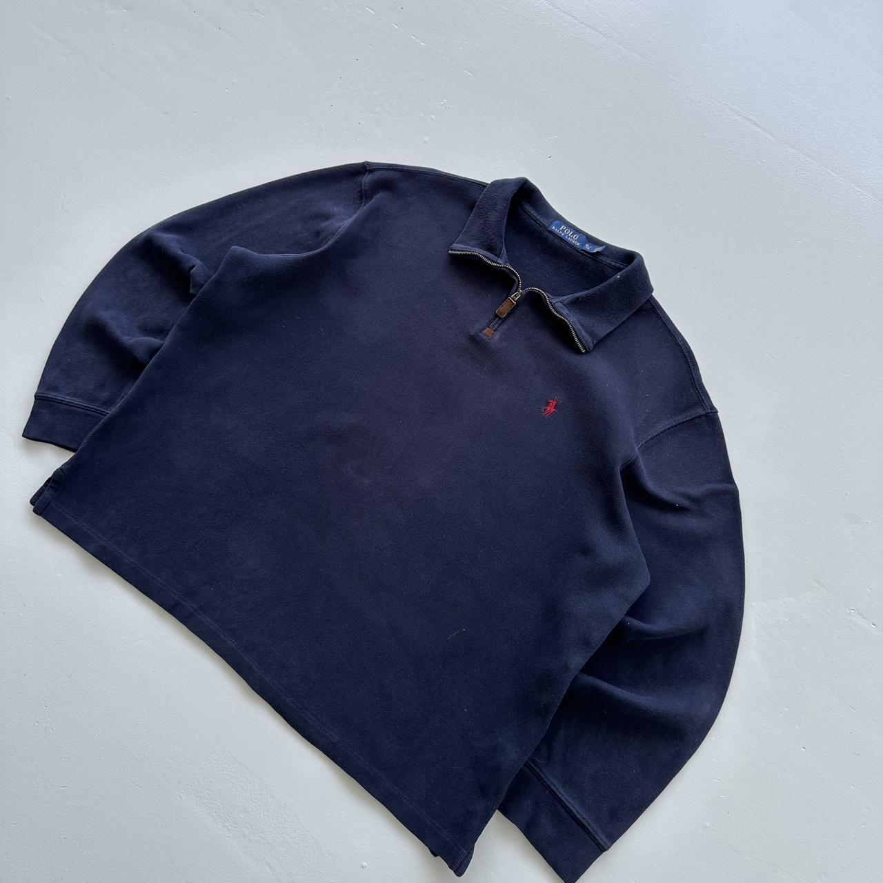 Navy Polo Ralph Lauren Quarter Zip Sweatshirt - Boxy XL