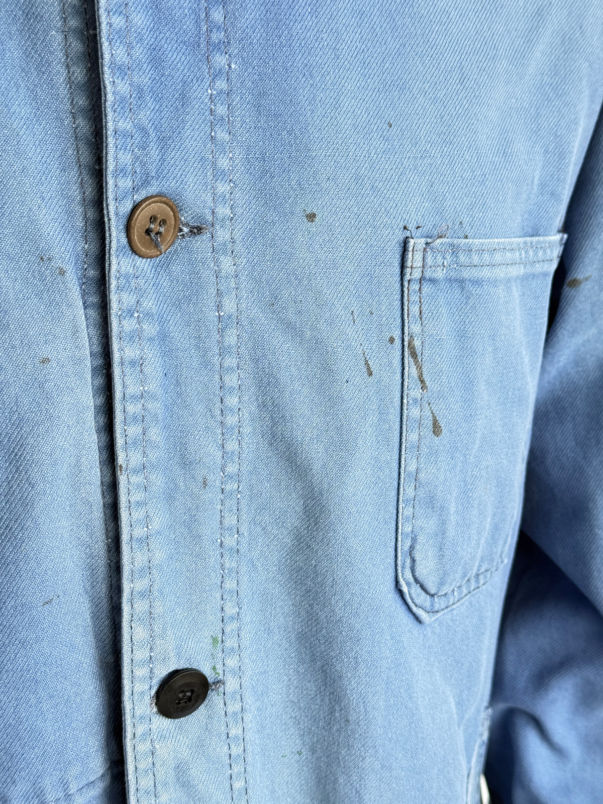 Thrashed Blue Le Mont Carmel 70s Vintage Workwear Chore Jacket CH515 - Medium