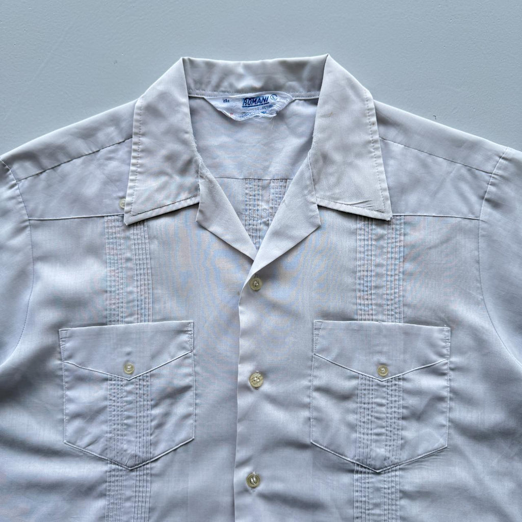 Grey Cuban Camp Collar Havanna Vintage 70's Shirt - Large