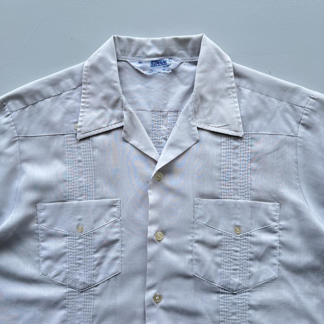 Grey Cuban Camp Collar Havanna Vintage 70's Shirt - Large