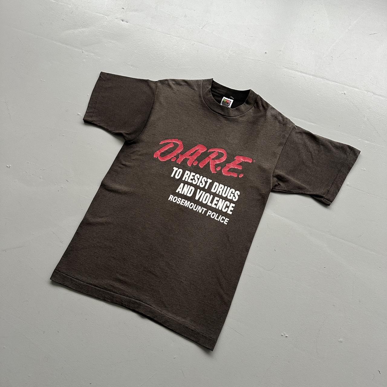 Faded Grey Dare To Keep Kids Off Drugs Vintage 90's Graphic T-shirt - Medium