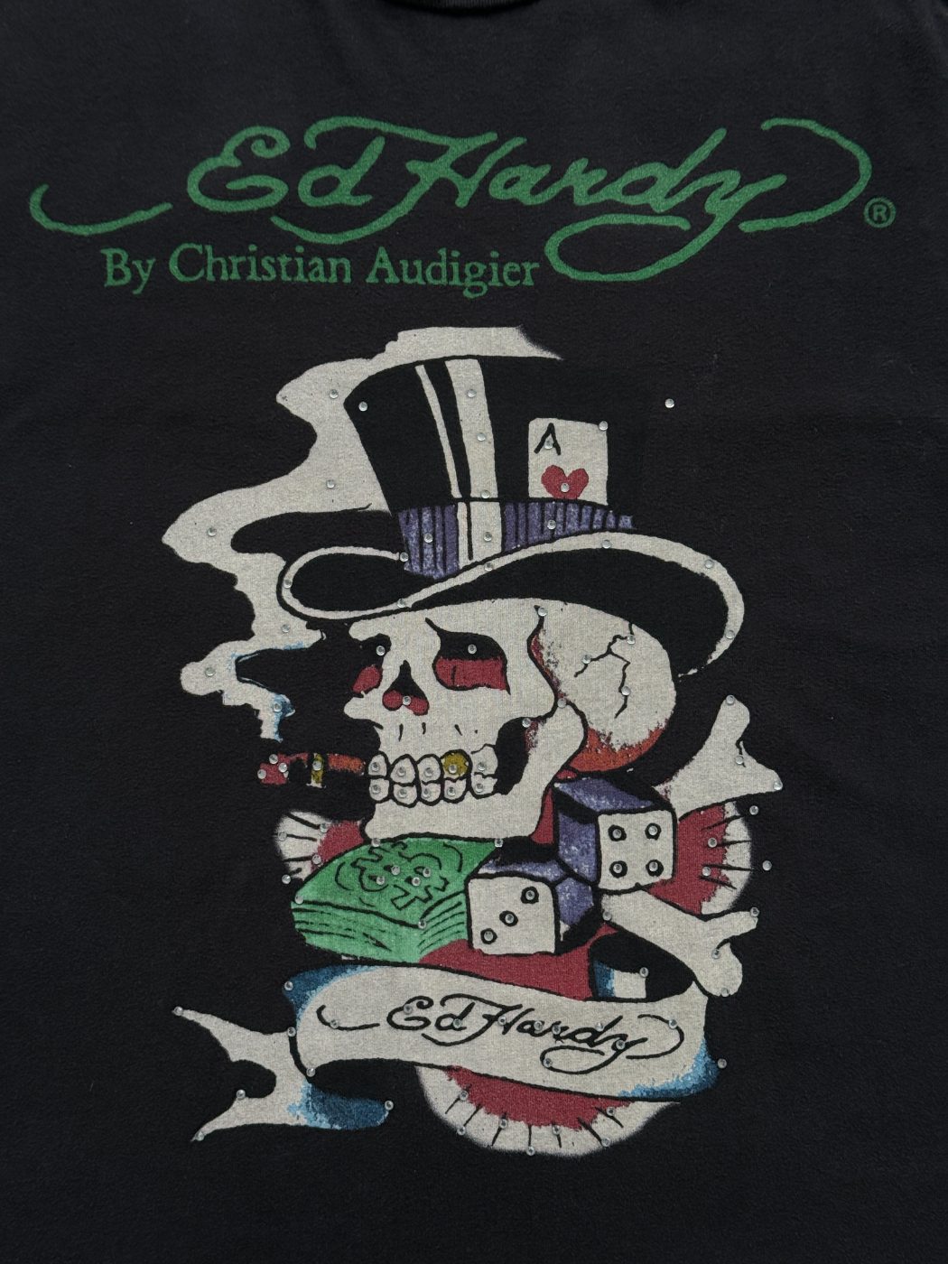 Ed Hardy by Christian Audigier Skull Gambling Y2K Graphic T-Shirt - Large
