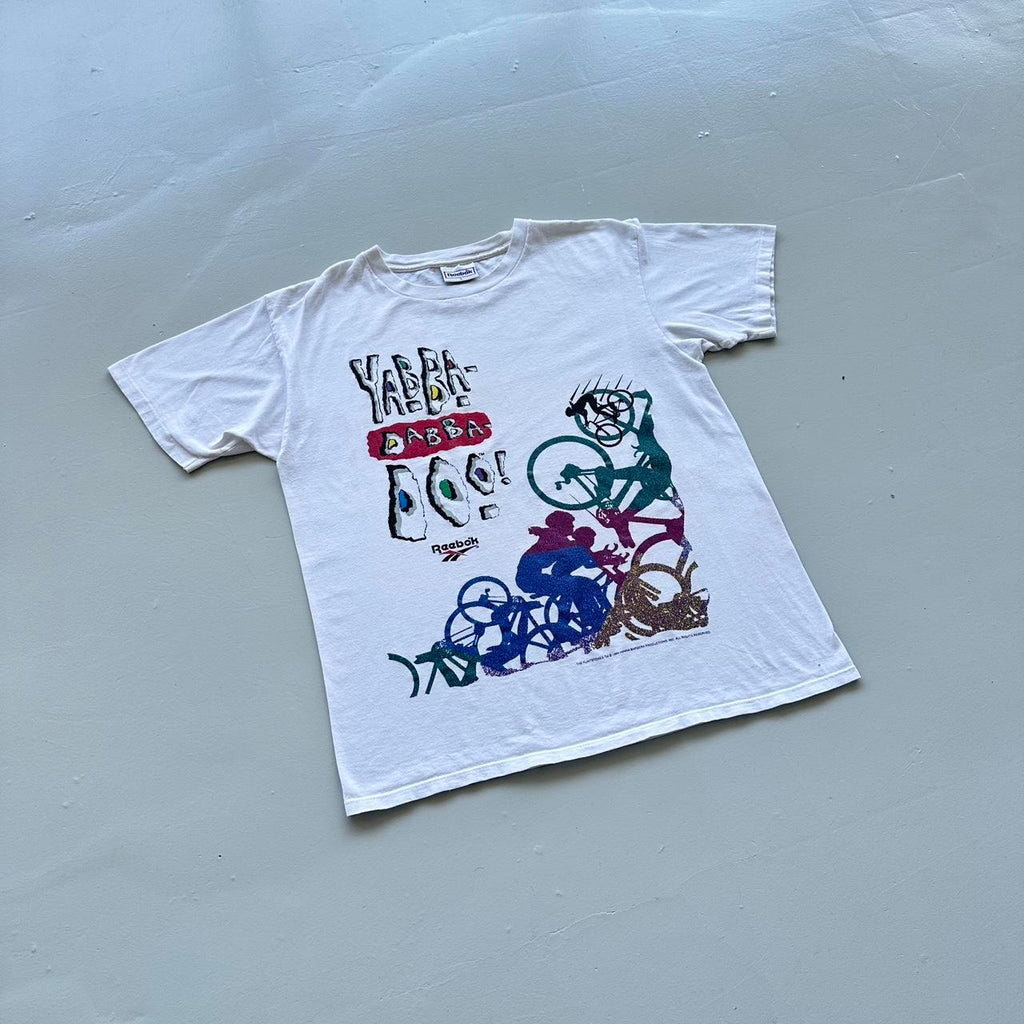 White Reebok The Flintstones Cycling Vintage 90s Rare T-shirt - XL