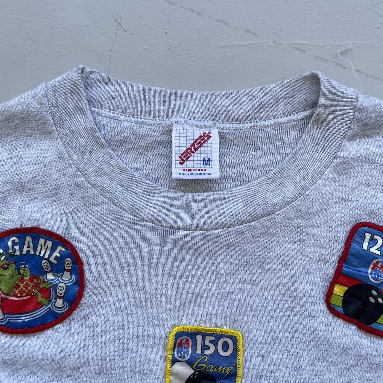 Grey Patchwork Bowling 80s/90s Americana Vintage T-shirt - Small