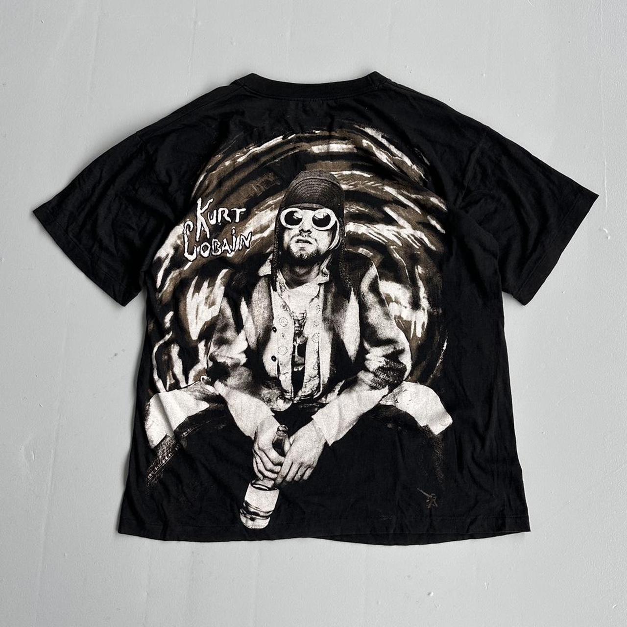 Black Nirvana Kurt Cobain Homage Rare Vintage 90's Band T-shirt - Large