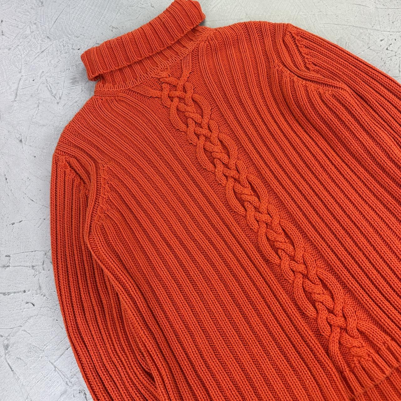 Vintage Orange Rope Knit 90's Sweatshirt - Small