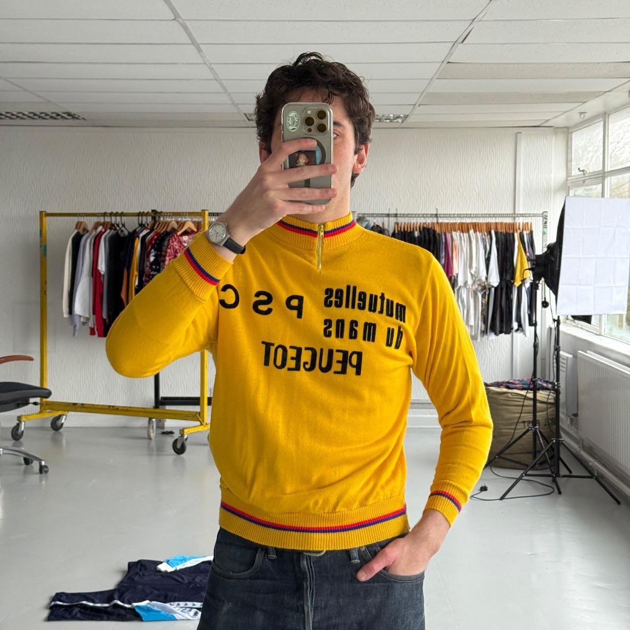Yellow Peugeot 70’s Vintage Rare Cycling Jersey Quarter Zip - Small