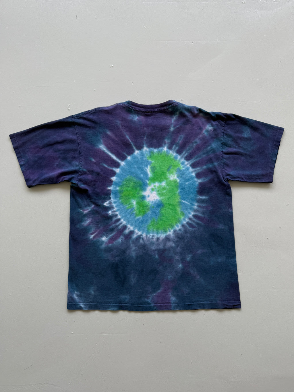Purple Tie-Dye Earth 90's Vintage Single Stitch T-Shirt - XL