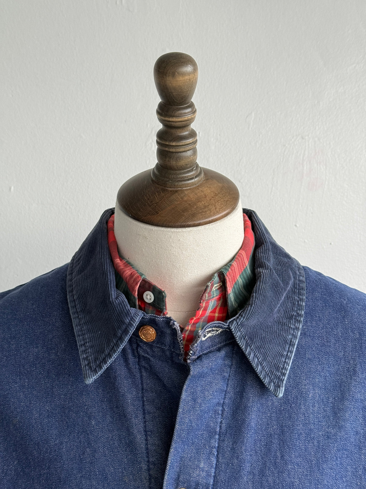 Blue Flannel Lined Denim 70's Vintage Chore Jacket - 2XL