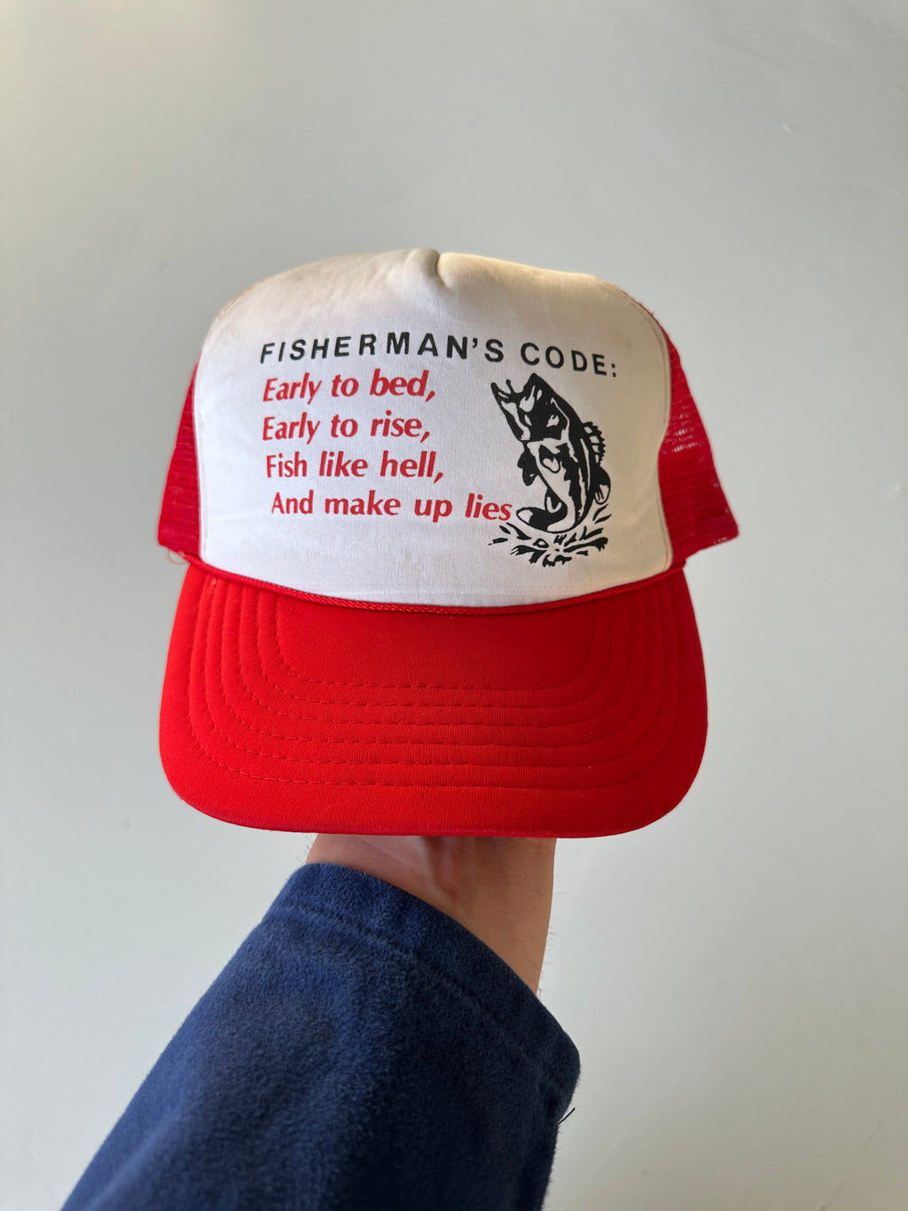 Fisherman's Code Slogan Vintage Foam & Mesh SnapBack Trucker Cap