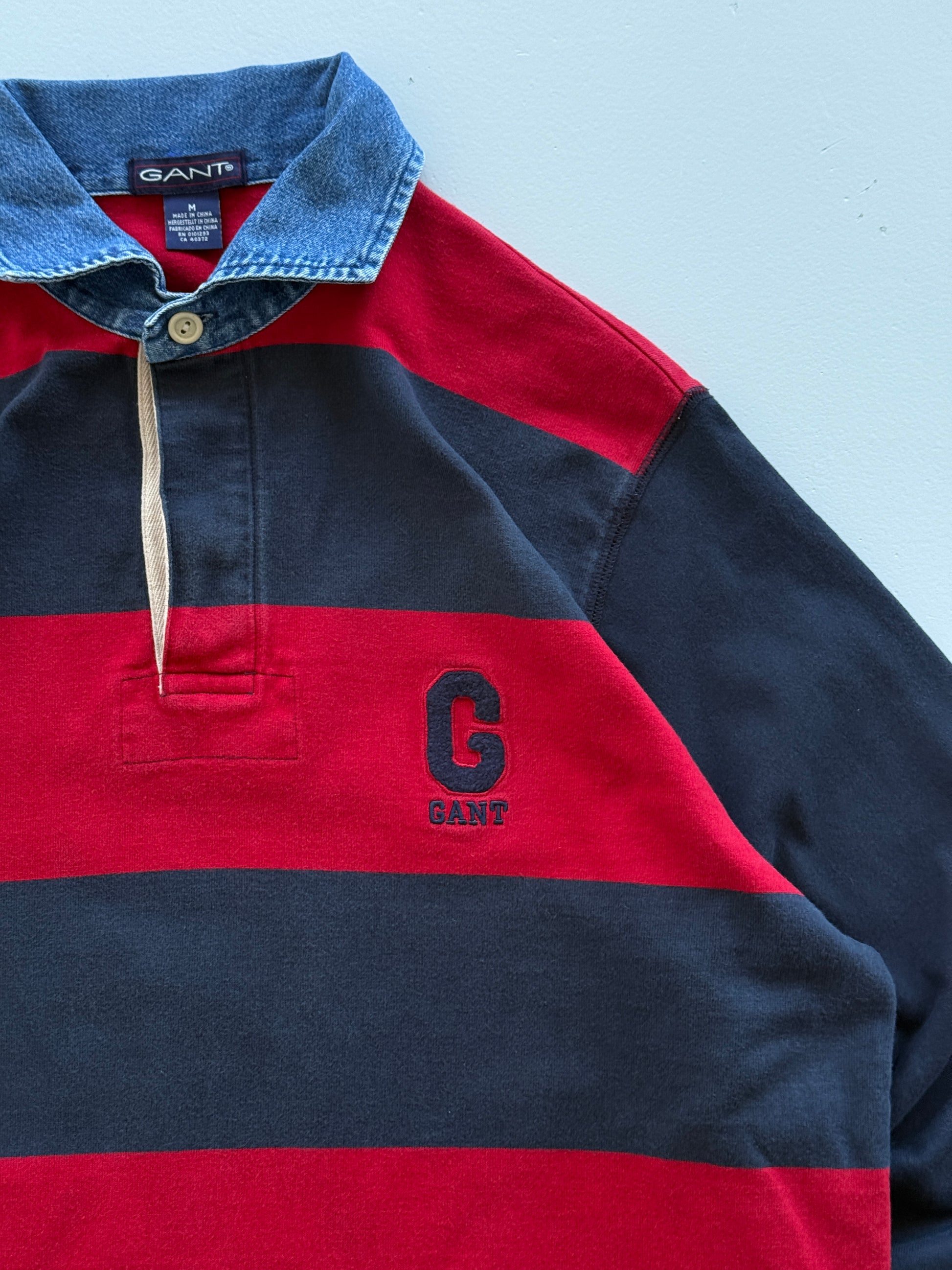 Red Navy GANT 00's Vintage Rugby Polo Shirt - Medium