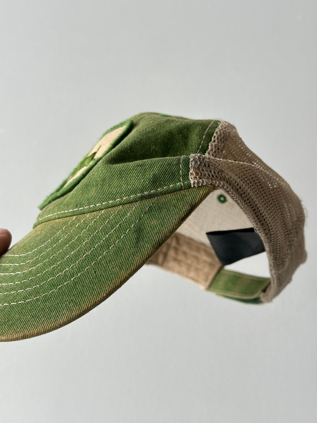 Green / Beige John Deere Vintage Foam and Mesh SnapBack Trucker Cap