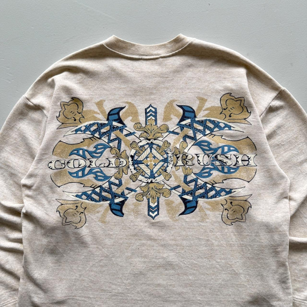 Cream Gold Rush 90’s Vintage Skate Style Sweatshirt - Medium