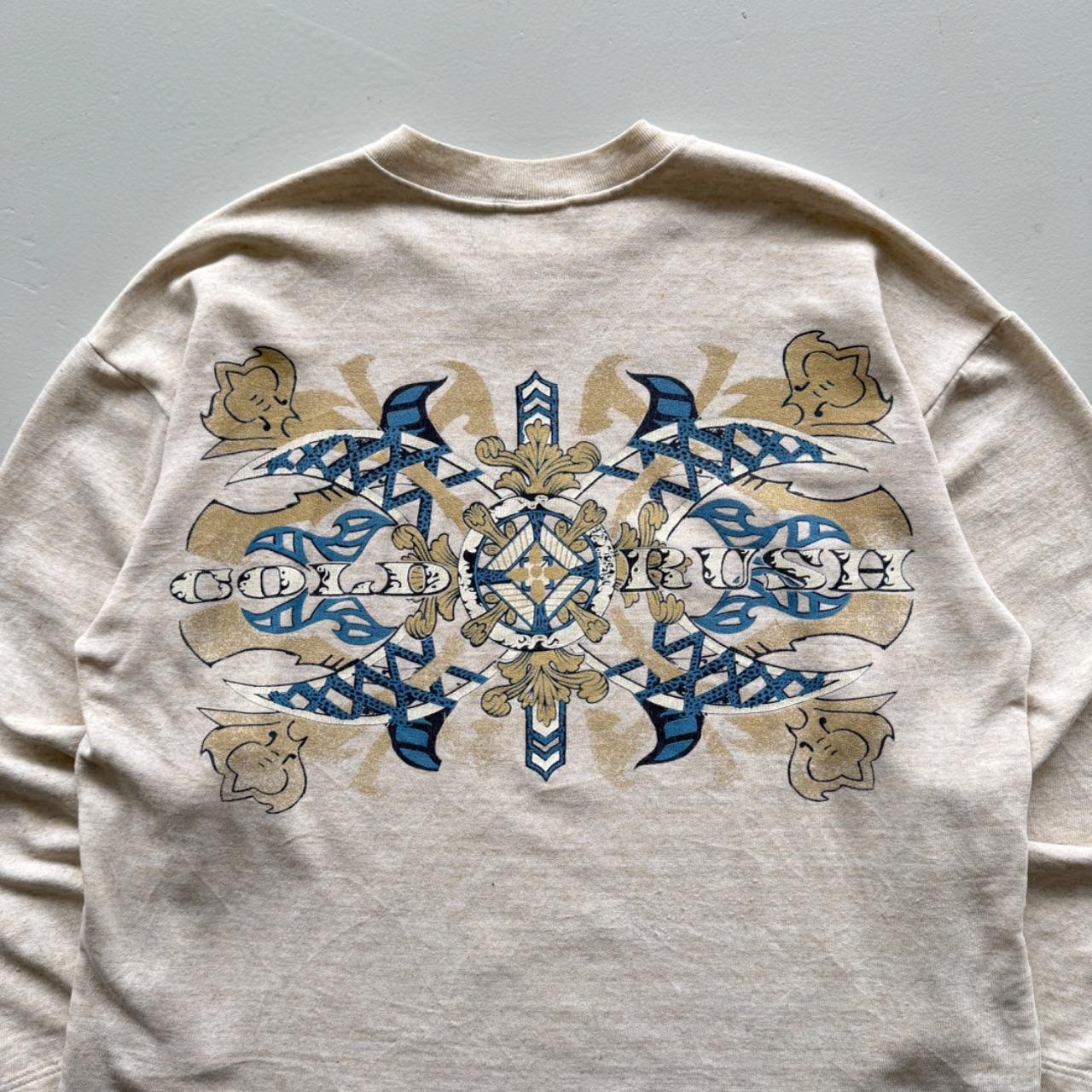 Cream Gold Rush 90’s Vintage Skate Style Sweatshirt - Medium