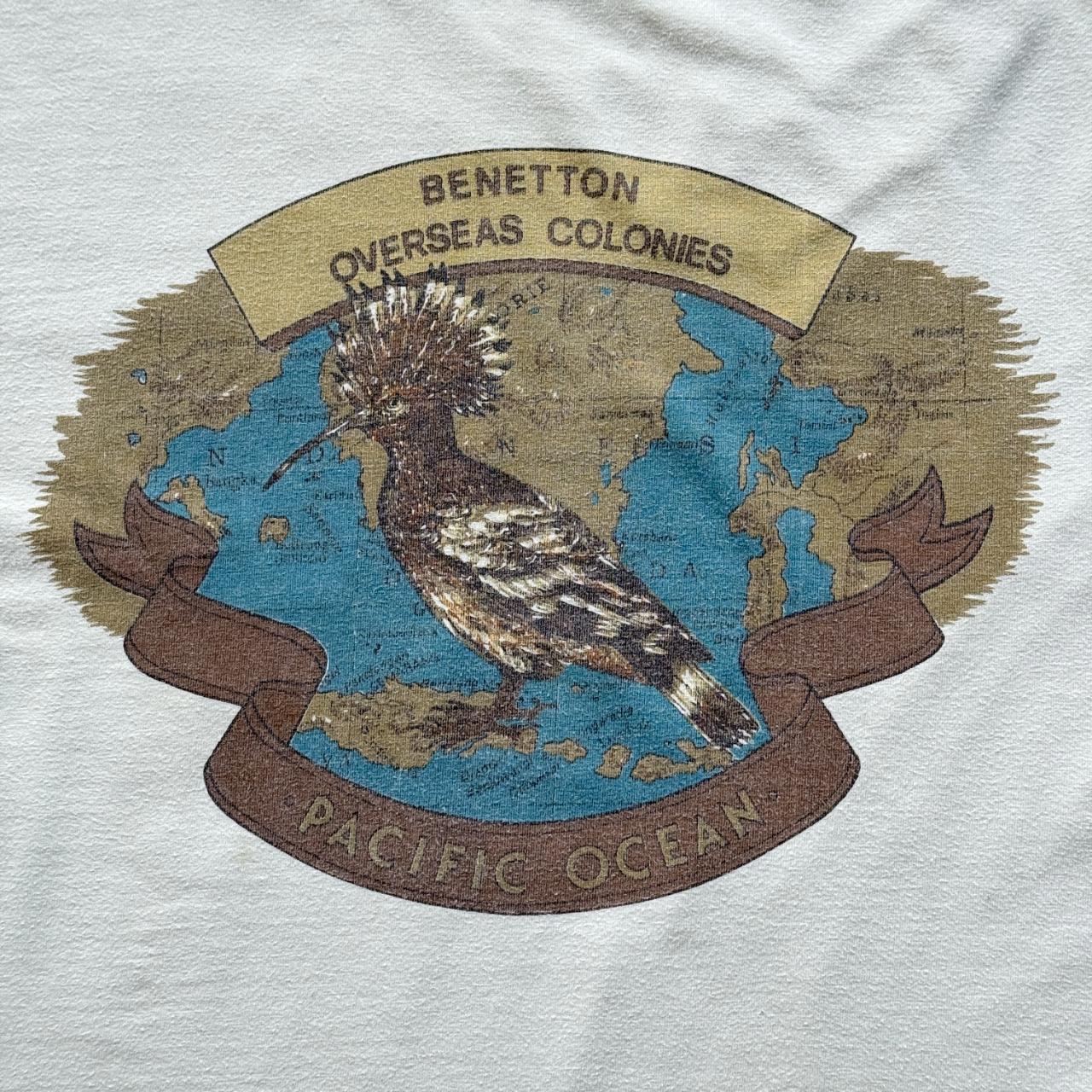 White United Colors of Benetton Pacific Ocean Vintage 90s T-shirt - Boxy XL