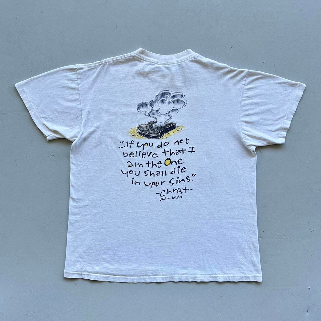 White 90s Religious Christ Vintage T-shirt - XL
