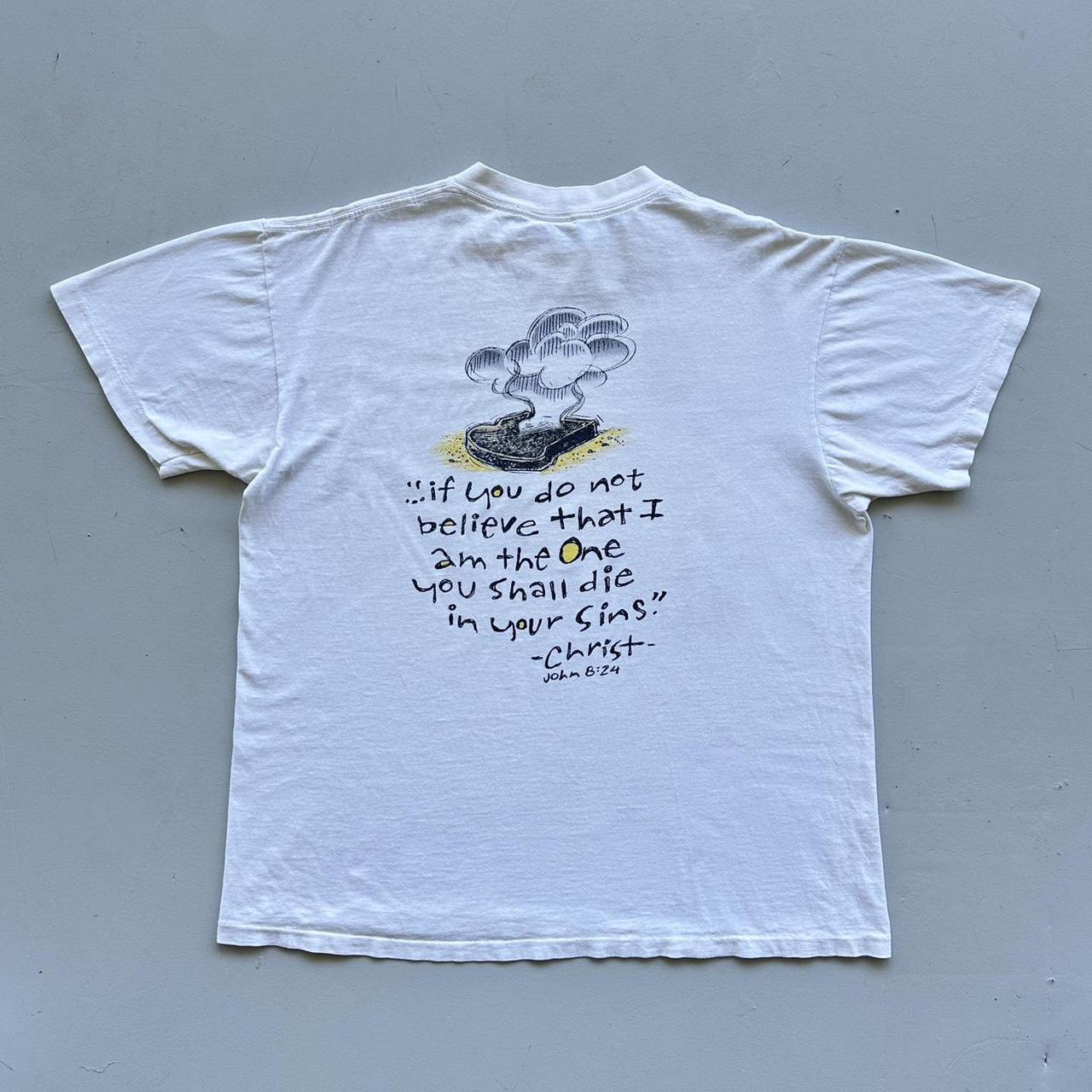 White 90s Religious Christ Vintage T-shirt - XL