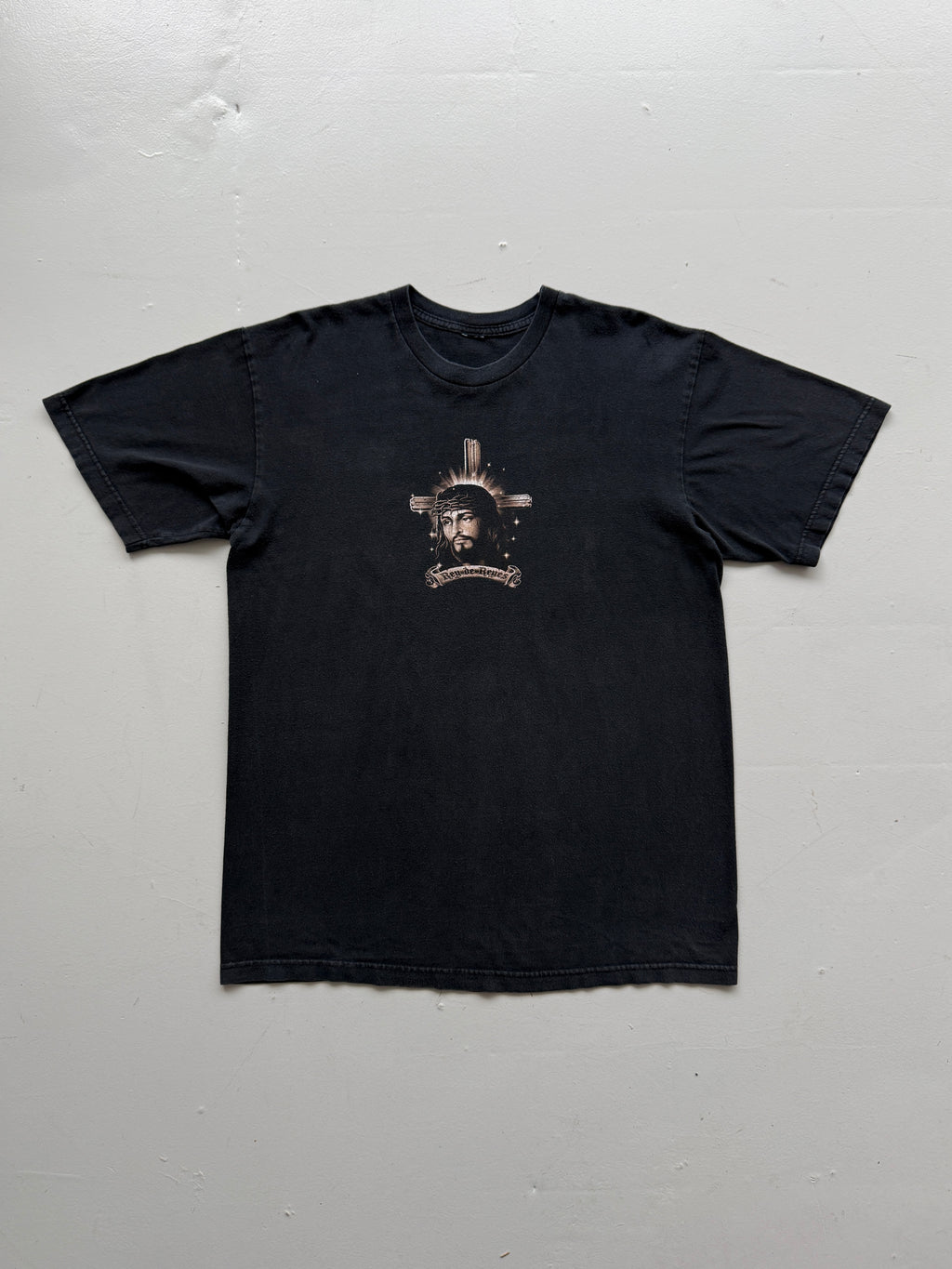 Black Jesus Rey de Reyes 00's Vintage Graphic T-Shirt - Large