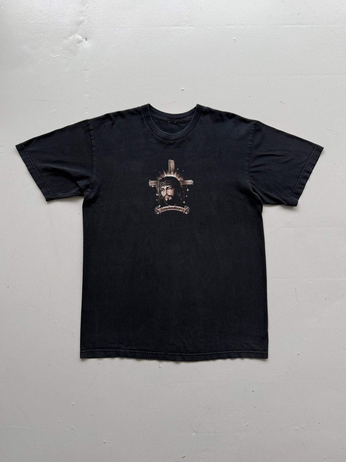 Black Jesus Rey de Reyes 00's Vintage Graphic T-Shirt - Large