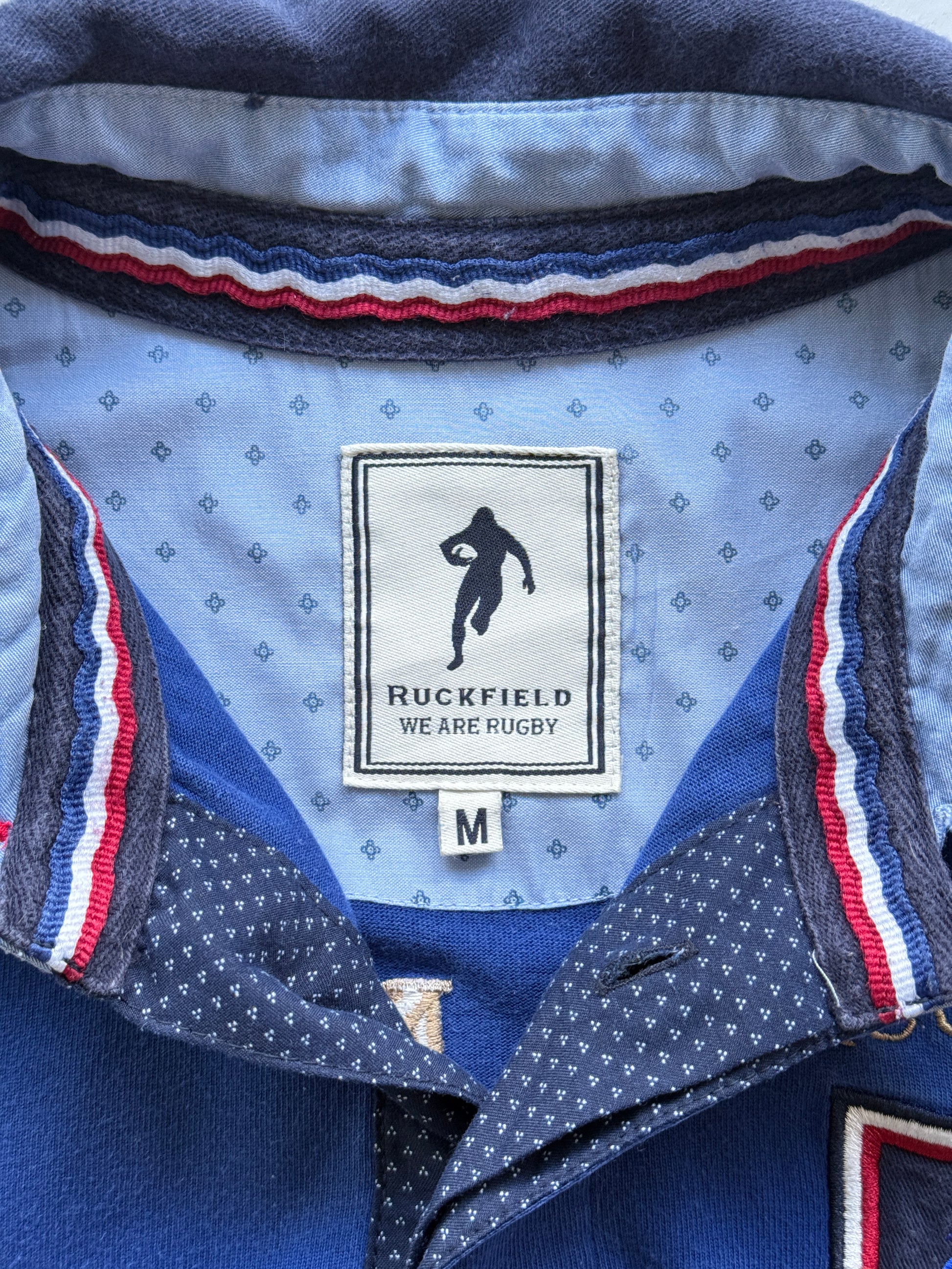 Blue France 00's Vintage Long Sleeve Polo Jersey - Medium