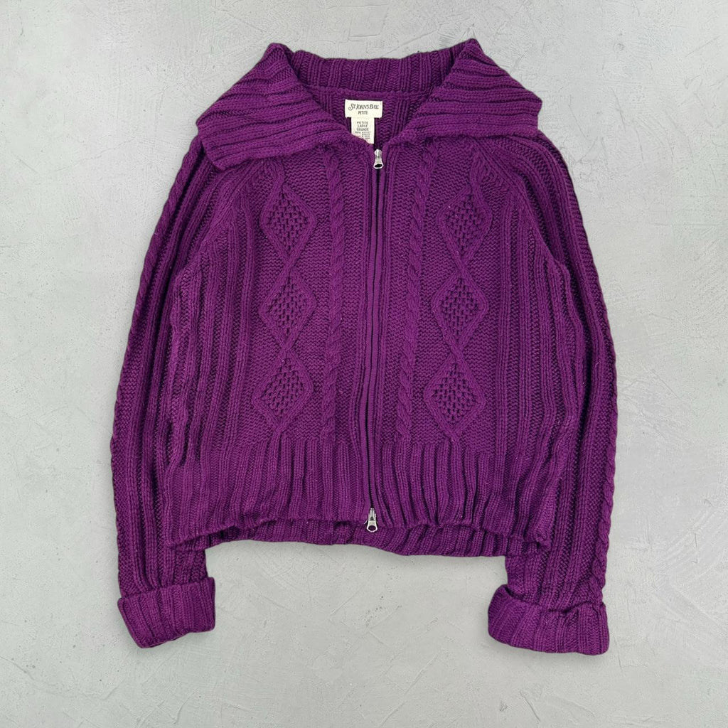 Vintage Knitted Y2K Purple Cardigan - Small Size 10
