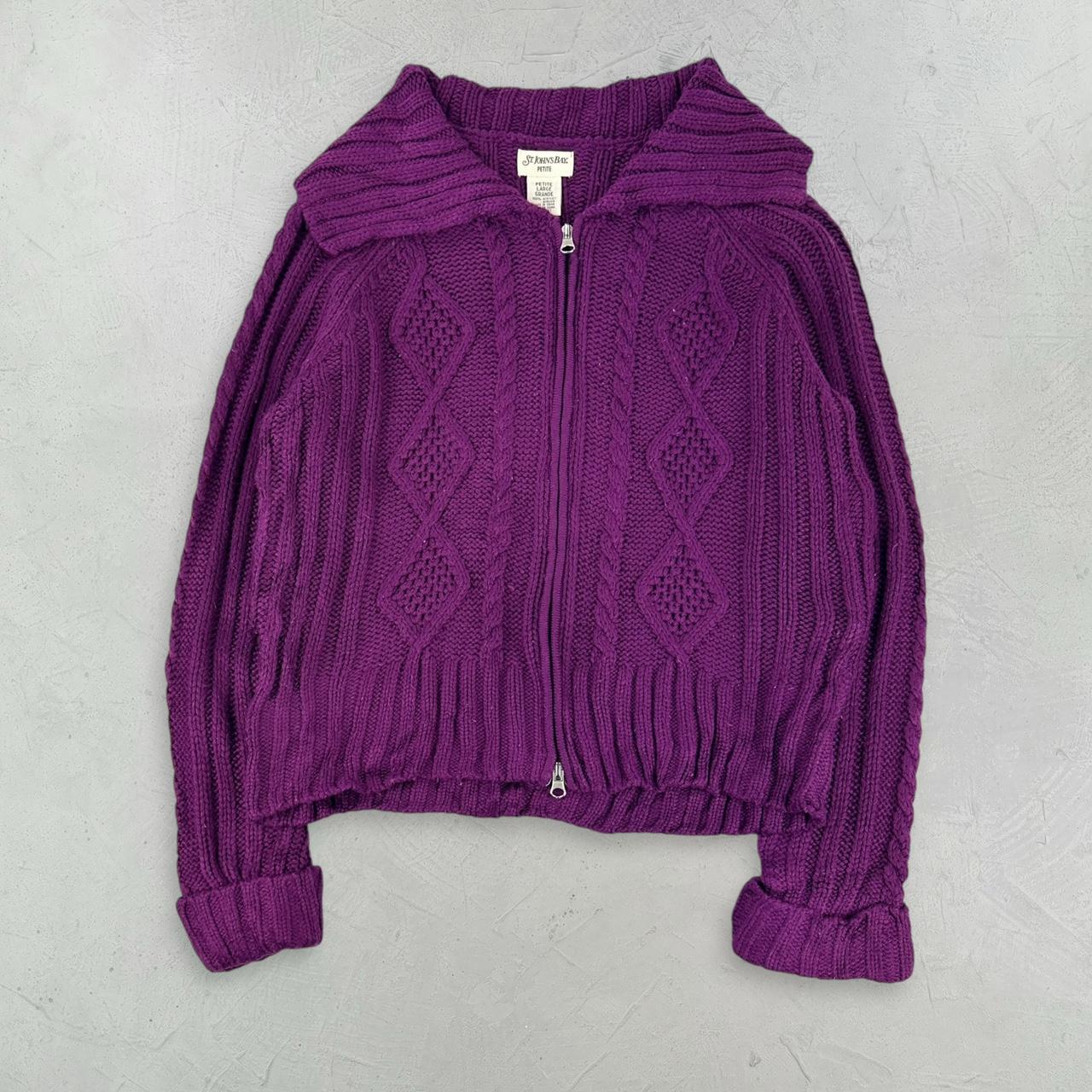 Vintage Knitted Y2K Purple Cardigan - Small Size 10