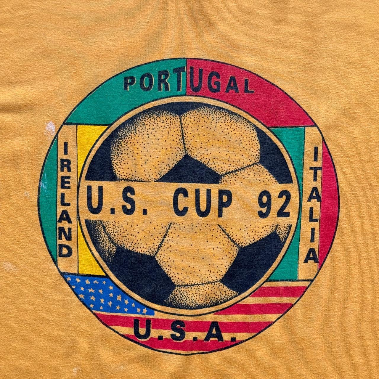 Yellow US Cup 90s Vintage Graphic Football T-Shirt - Small