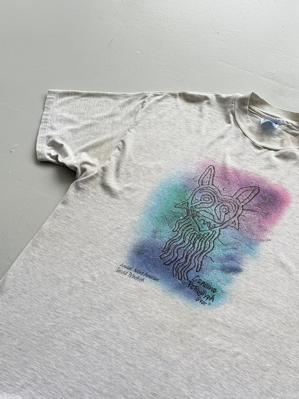 Grey Ancient Native 90's Vintage Single Stitch Graphic Tourist T-Shirt - XL