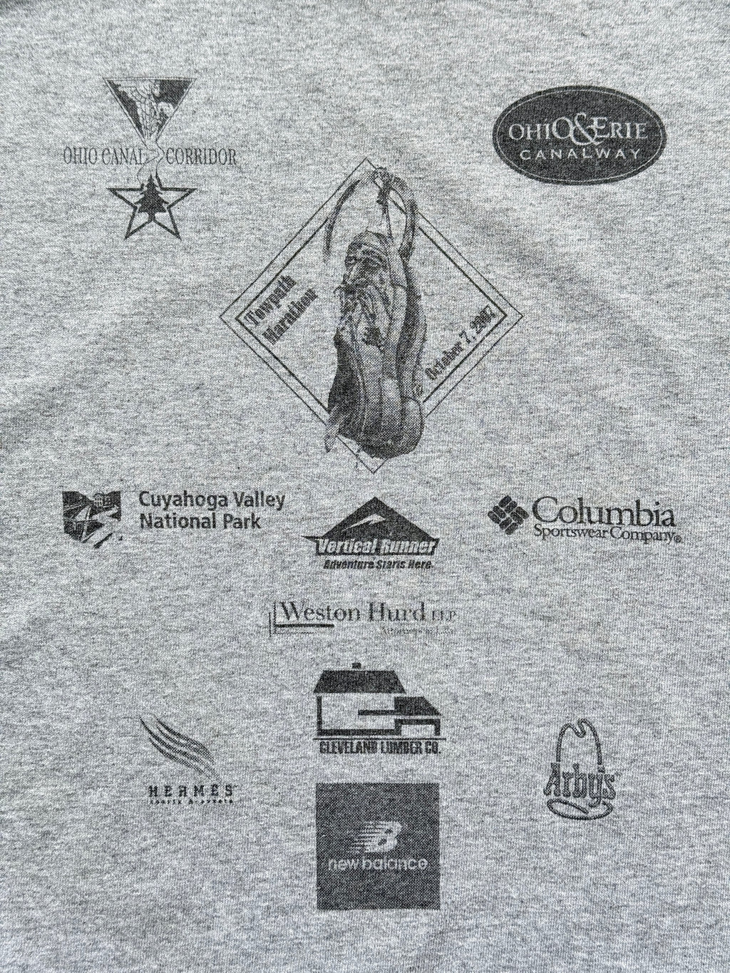 Grey Marathon 00's Vintage Long Sleeve Graphic T-Shirt - XL