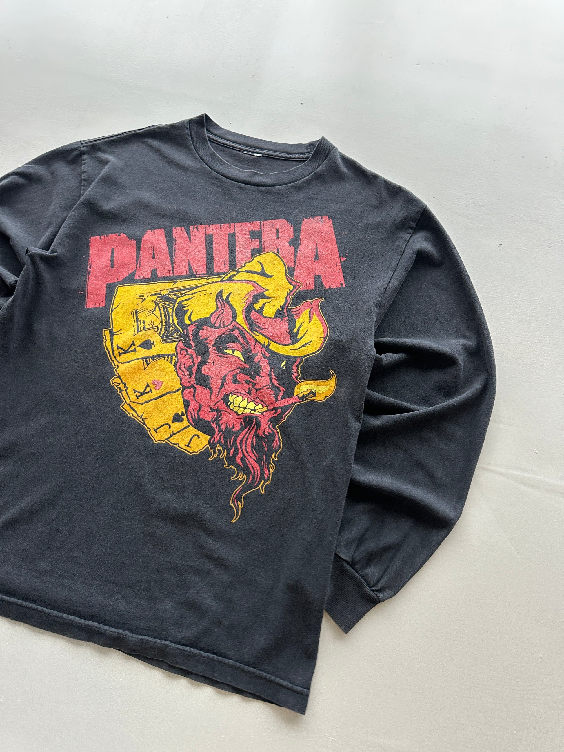 Pantera Devil Card Long Sleeve Vintage Metal Band T-Shirt - Medium