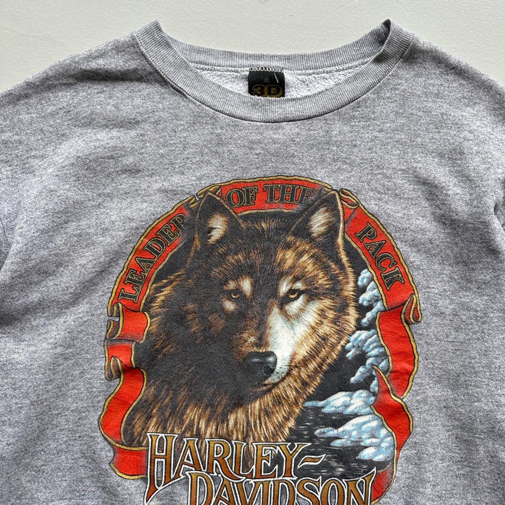 Grey Harley Davidson 3D Emblem Rare 90’s Vintage Sweatshirt - Large